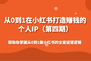 从0到1在小红书打造赚钱的个人IP（第四期）帮助你掌握从0到1做小红书的全套运营逻辑
