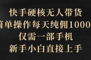 （9862期）快手硬核无人带货，简单操作每天纯佣1000+,仅需一部手机，新手小白直接上手