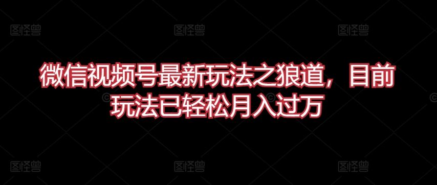 微信视频号最新玩法之狼道,目前玩法已轻松月入过万【揭秘】