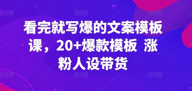 看完就写爆的文案模板课,20+爆款模板 涨粉人设带货