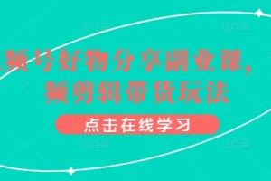 视频号好物分享副业课，视频剪辑带货玩法
