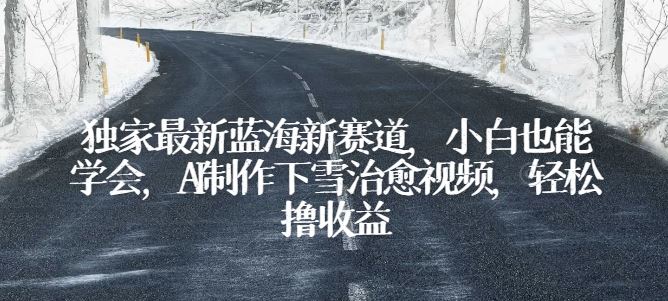 独家最新蓝海新赛道,小白也能学会,AI制作下雪治愈视频,轻松撸收益【揭秘】