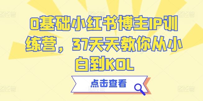 0基础小红书博主IP训练营,37天天教你从小白到KOL