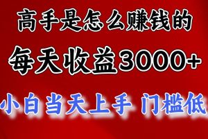 (11228期)高手是怎么赚钱的,一天收益3000+ 这是穷人逆风翻盘的一个项目,非常…