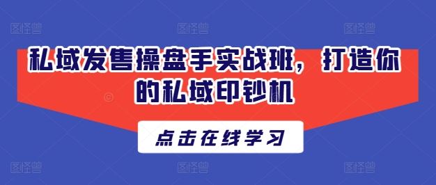 私域发售操盘手实战班,打造你的私域印钞机