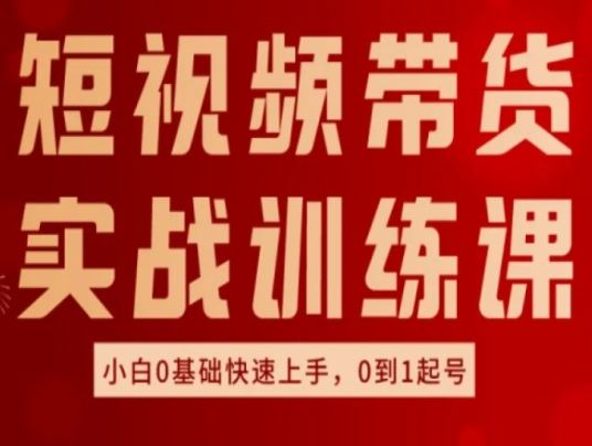 短视频带货实战训练课,好物分享实操,小白0基础快速上手,0到1起号