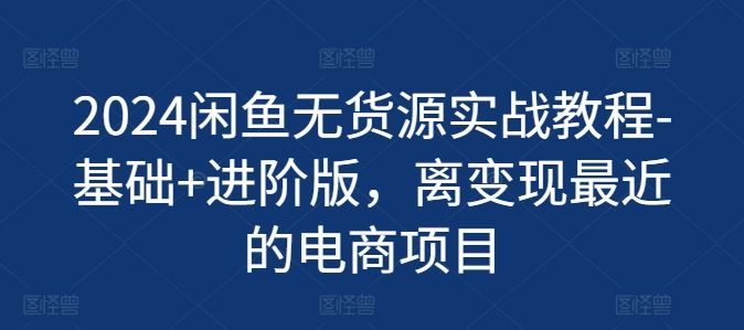 2024闲鱼无货源实战教程-基础+进阶版,离变现最近的电商项目