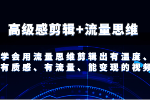 高级感剪辑+流量思维 学会用流量思维剪辑出有温度、有质感、有流量、能变现的视频