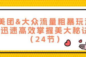 (12044期)美团&大众流量粗暴玩法,迅速高效掌握美大秘诀(24节)
