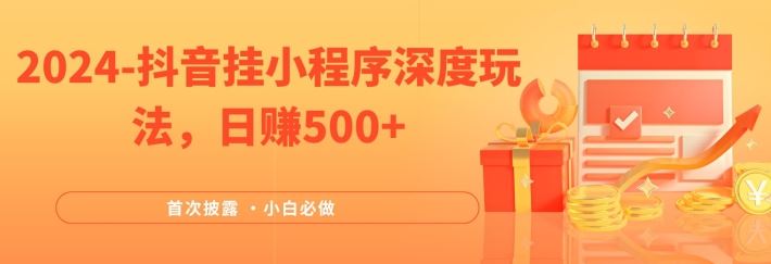 2024全网首次披露,抖音挂小程序深度玩法,日赚500+,简单、稳定,带渠道收入,小白必做【揭秘】