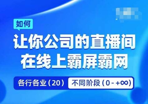 企业矩阵直播霸屏实操课,让你公司的直播间在线上霸屏霸网