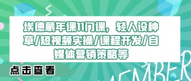 埃德蒙年课11门课,轻人设种草/短视频实操/课程开发/自媒体营销策略等