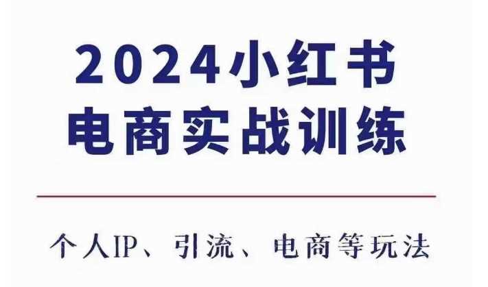 2024小红书电商3.0实战训练,包含个人IP、引流、电商等玩法