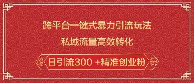 跨平台一键式暴力引流玩法,私域流量高效转化日引流300 +精准创业粉