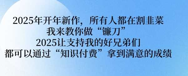 2025年开年新作,所有人都在割韭菜,我来教你做“镰刀” 2025让支持我的好兄弟们都可以通过“知识付费”拿到满意的成绩【揭秘】