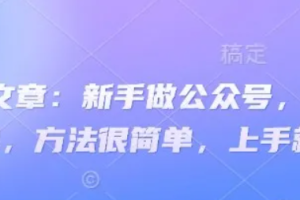 付费文章：新手做公众号，月涨几干粉，方法很简单，上手就能做