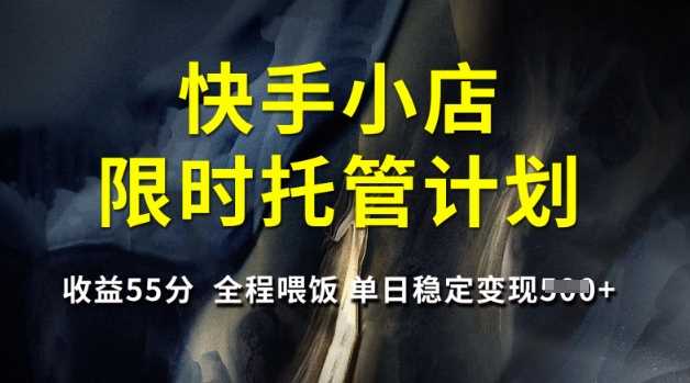 快手小店限时托管计划,收益55分,全程喂饭,单日稳定变现5张【揭秘】