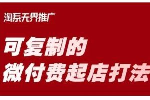 淘宝可复制的微付费起店打法，带你掌握可复制的微付费起店打法