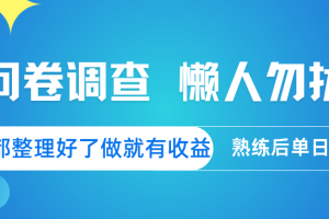 问卷调查  懒人勿扰 问卷都整理好了，做就有收益，熟练后日入300+