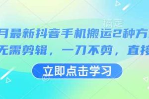 3月最新抖音手机搬运2种方法，无需剪辑，一刀不剪，直接搬