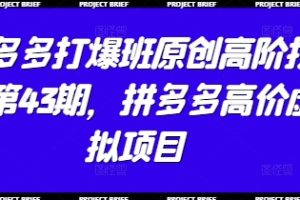 拼多多打爆班原创高阶技术第43期，拼多多高价虚拟项目