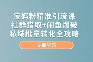宝妈粉精准引流课，社群猎取+闲鱼爆破，私域批量转化全攻略