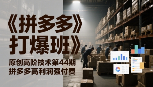 《拼多多打爆班》原创高阶技术第44期，拼多多高利润强付费