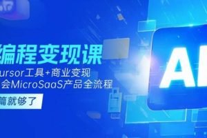 （15100期）AI编程变现课：掌握Cursor工具+变现，一年学会MicroSaaS产品全流程 (更新)