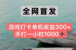 全网首发游戏打卡手打一小时1000+ 单机收益300+ 不是市面上的战神和a，全网独家脚本