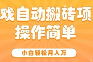 游戏自动搬砖项目，新手小白轻松月入1W+，操作简单，适合懒人的副业【揭秘】