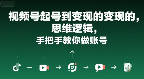 视频号起号到变现的思维逻辑，手把手教你做账号