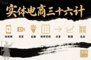 实体电商三十六计，短视频-获客-直播-矩阵营销-流量-数据-选品