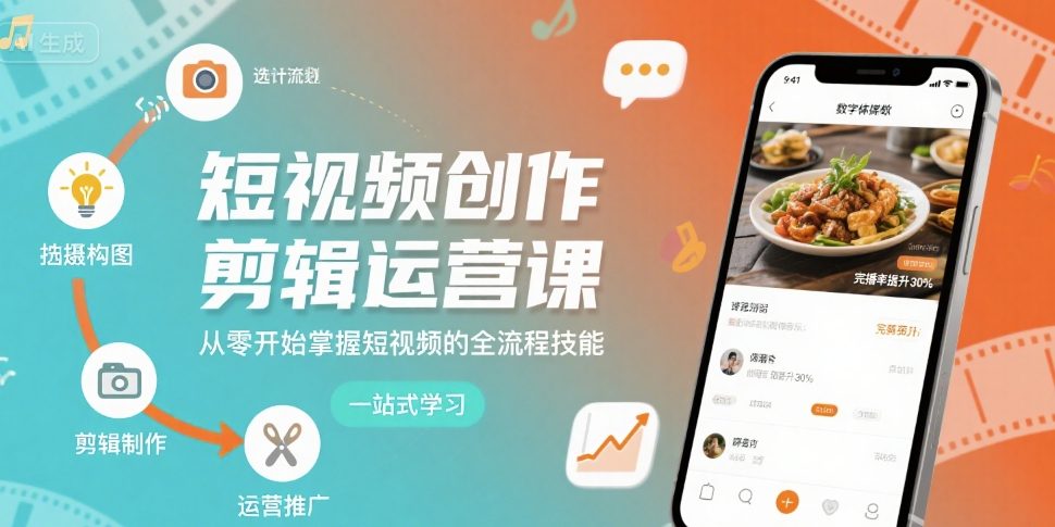 短视频创作剪辑运营课,从零开始掌握短视频的全流程技能