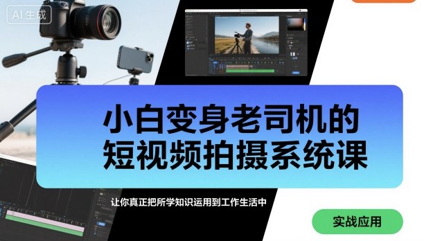 小白变身老司机的短视频拍摄系统课,让你真正把所学知识运用到工作生活中