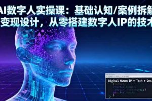 （16317期）AI数字人实操课：基础认知/案例拆解/变现设计，从零搭建数字人IP的技术