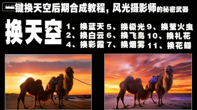 一键换天空后期合成教程,风光摄影师的秘密武器