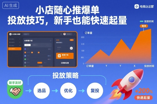 小店随心推爆单投放技巧,新手也能快速起量
