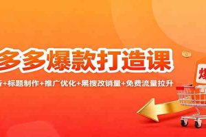 拼多多爆款打造课：竞品分析+标题制作+推广优化+黑搜改销量+免费流量拉升