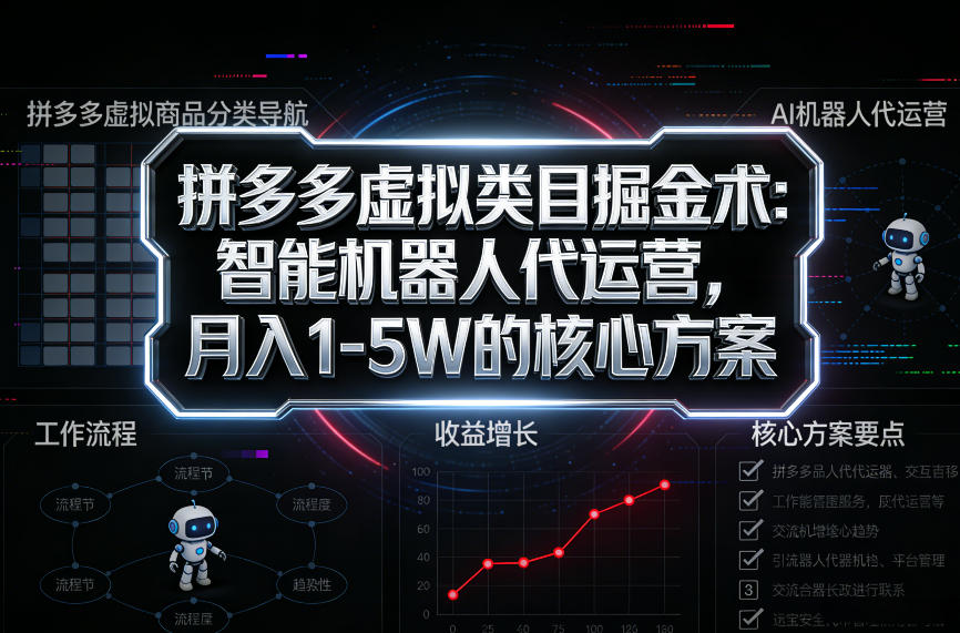 拼多多虚拟类目掘金术:智能机器人代运营,月入1-5W的核心方案【揭秘】
