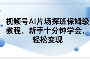 视频号AI片场探班保姆级教程，新手十分钟学会，轻松变现