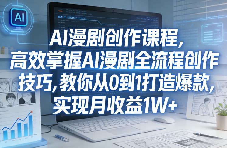 某社群AI漫剧创作课程,高效掌握AI漫剧全流程创作技巧,教你从0到1打造爆款,实现月收益1W+