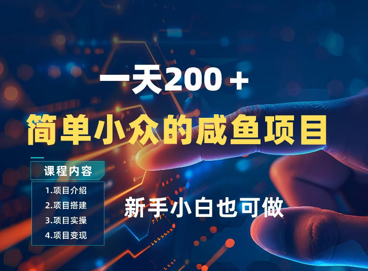 一天收入2张，一个简单小众的咸鱼项目，0门槛小白也能做