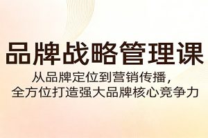 品牌战略管理课：从品牌定位到营销传播，全方位打造强大品牌核心竞争力