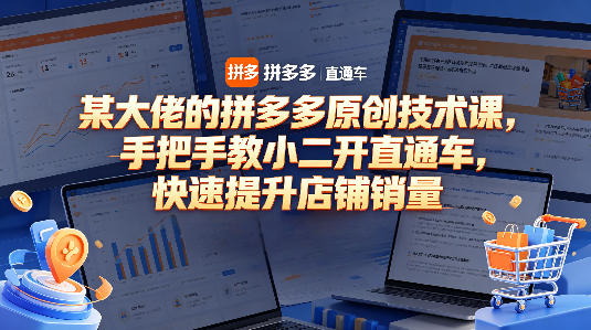 某大佬的拼多多原创技术课,手把手教小二开直通车,快速提升店铺销量