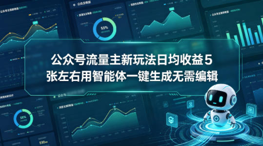 公众号流量主新玩法日均收益5张左右用智能体一键生成无需编辑