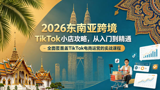 2026东南亚跨境TikTok小店攻略,从入门到精通、全面覆盖TikTok电商运营的实战课程(更新4月)