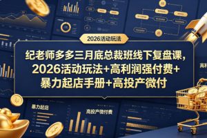 纪老师多多三月底总裁班线下复盘课，2026活动玩法+高利润强付费+暴力起店手册+高投产微付费