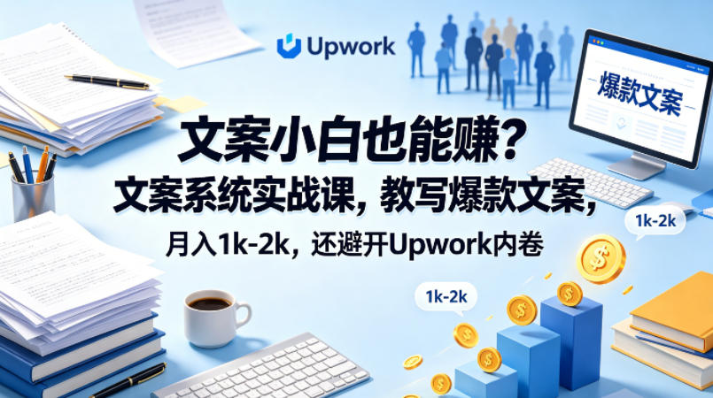 文案小白也能賺?文案系统实战课,教写爆款文案,月入1k-2k,还避开Upwork内卷【原创双语字幕】
