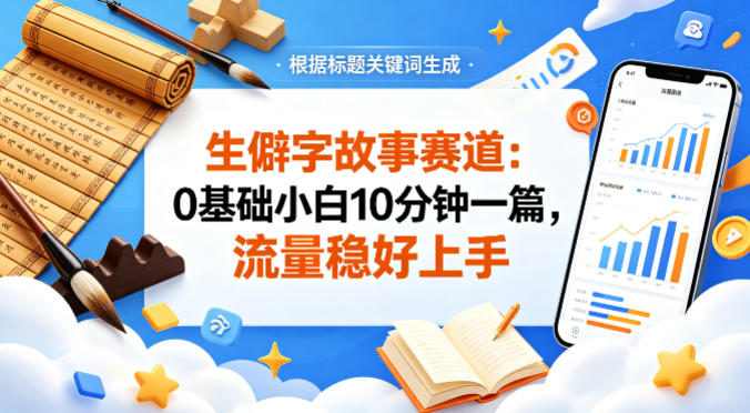 公众号流量主——生僻字故事赛道,流量稳,好上手,0基础小白也能10分钟一篇