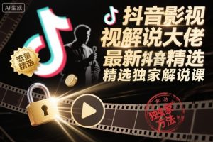 抖音影视解说大佬最新抖音进精选和独家方法，精选独家解说课（更新26年3月）